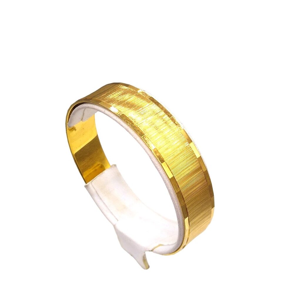 Vintage Monet Gold Tone Bangle, Vintage Etched and Edged Metal Bracelet, Classic - Picture 3 of 5